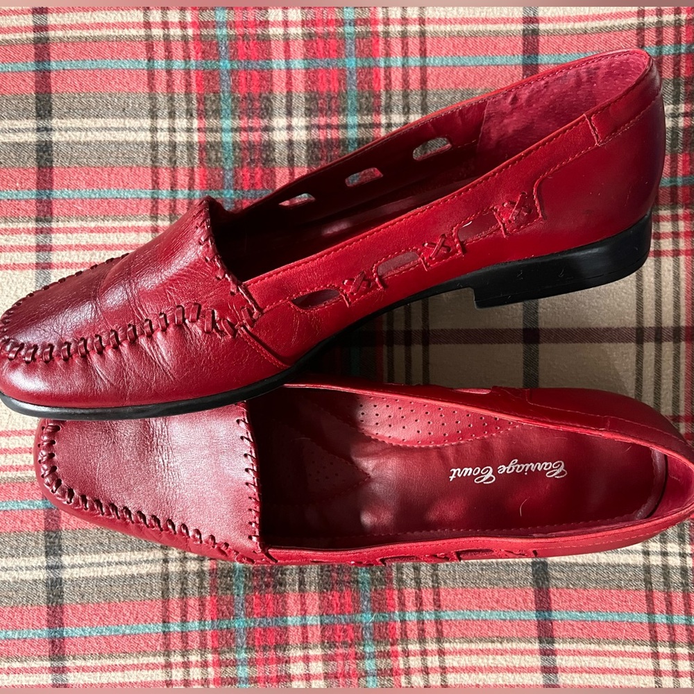 Carriage Court•Red Leather Loafers